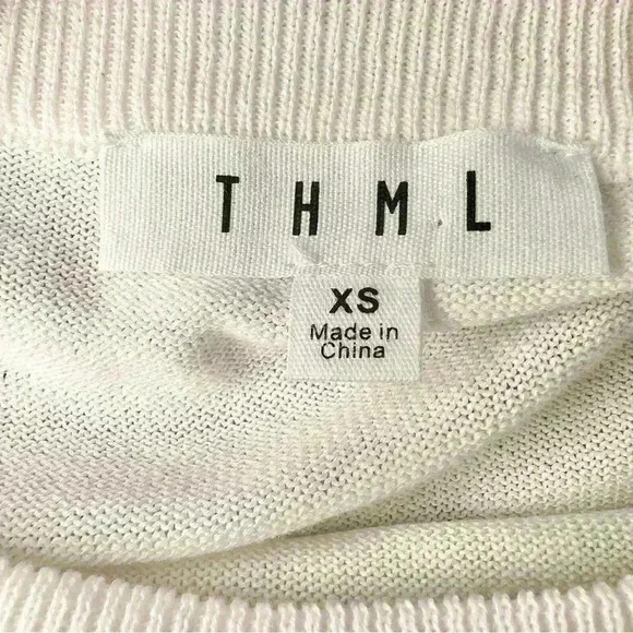 THML Short Sleeve Sheer White Fringe Sweater Size Small - Picture 11 of 13